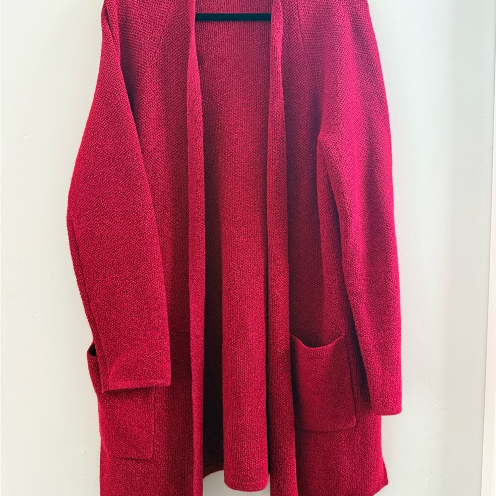 Elegant Red Open-Front Sweater